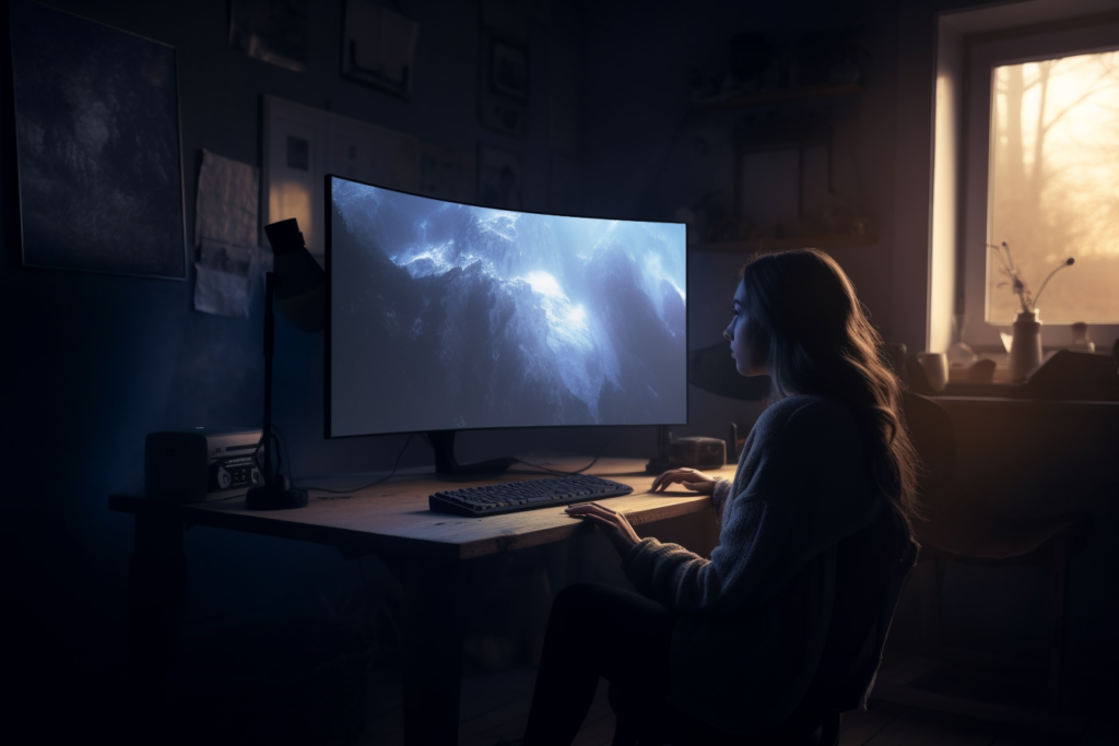 woman in front of a monitor